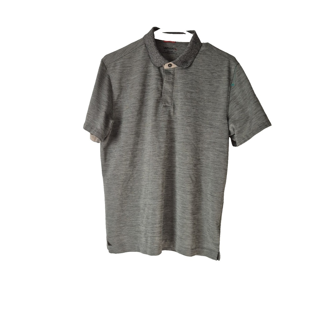 Untuckit Polo Mens Medium Gray Hannifer Short Sleeve NWOT